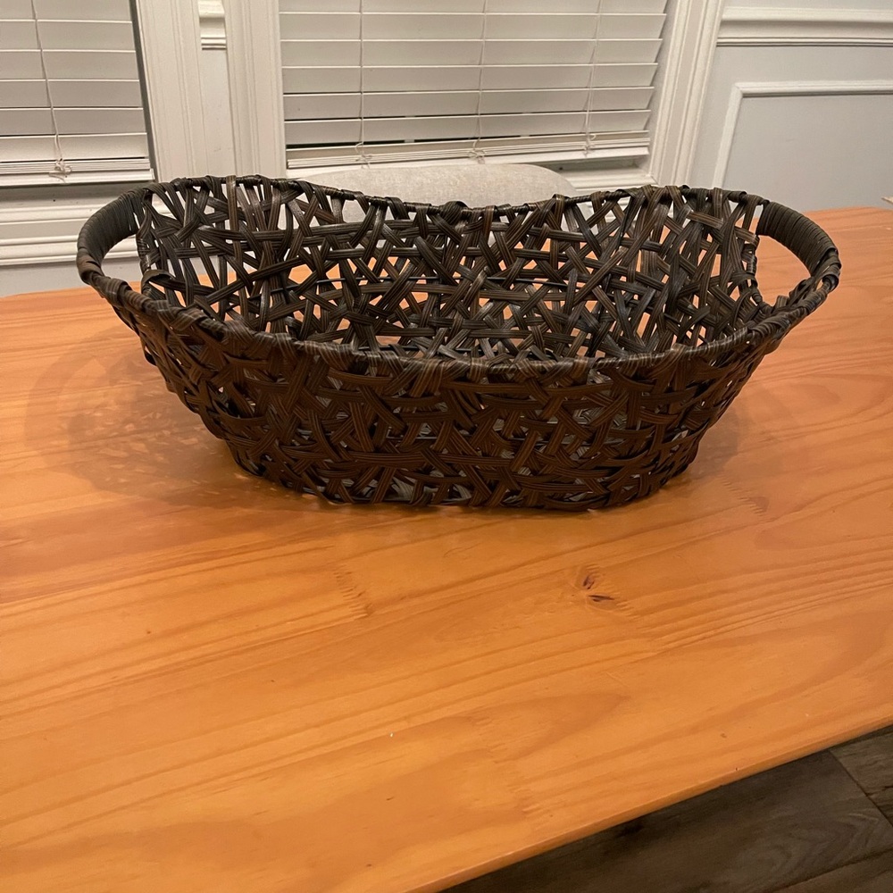 Woven Brown Basket Plastic - 20.5” wide X 13” X 7.5” tall